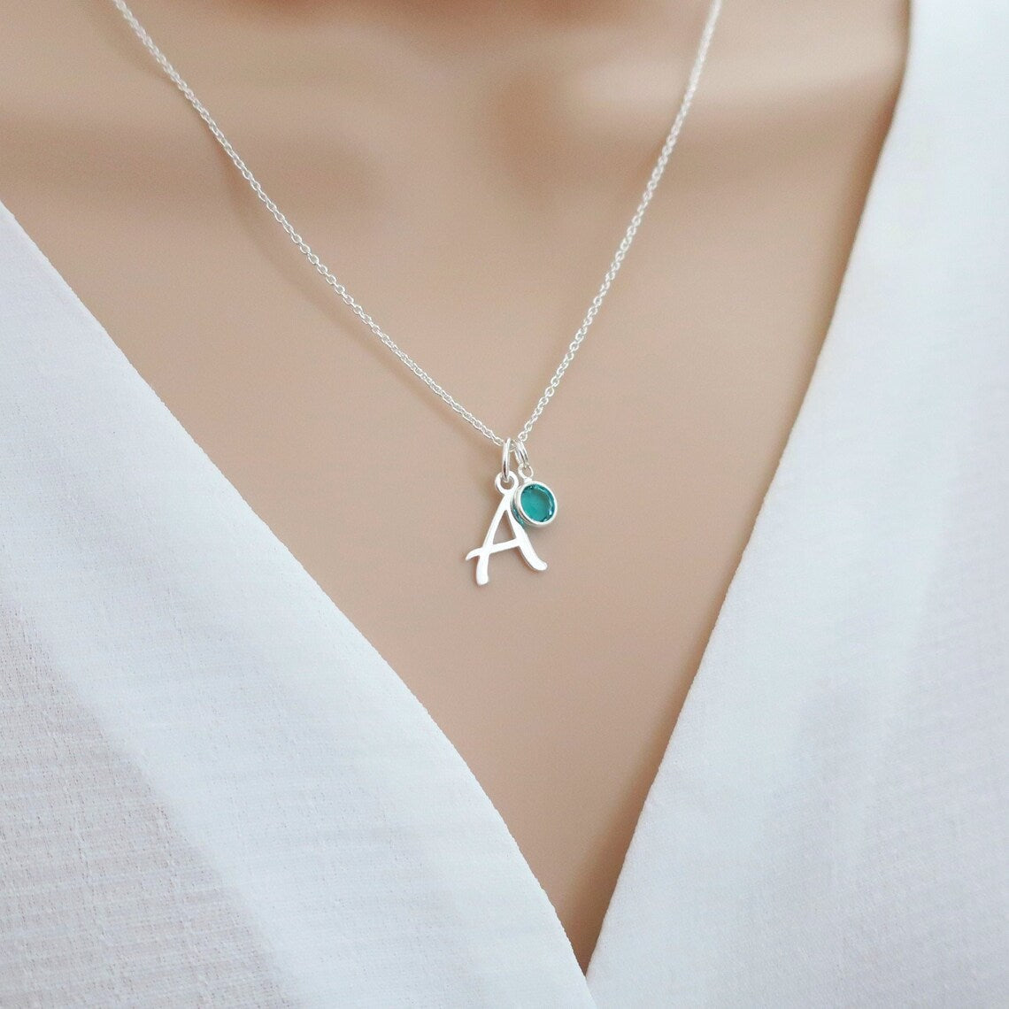 Personlig Birthstone halskjede