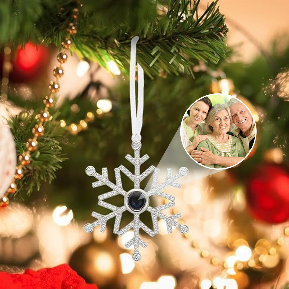 Personlig snøfnugg foto ornament farge