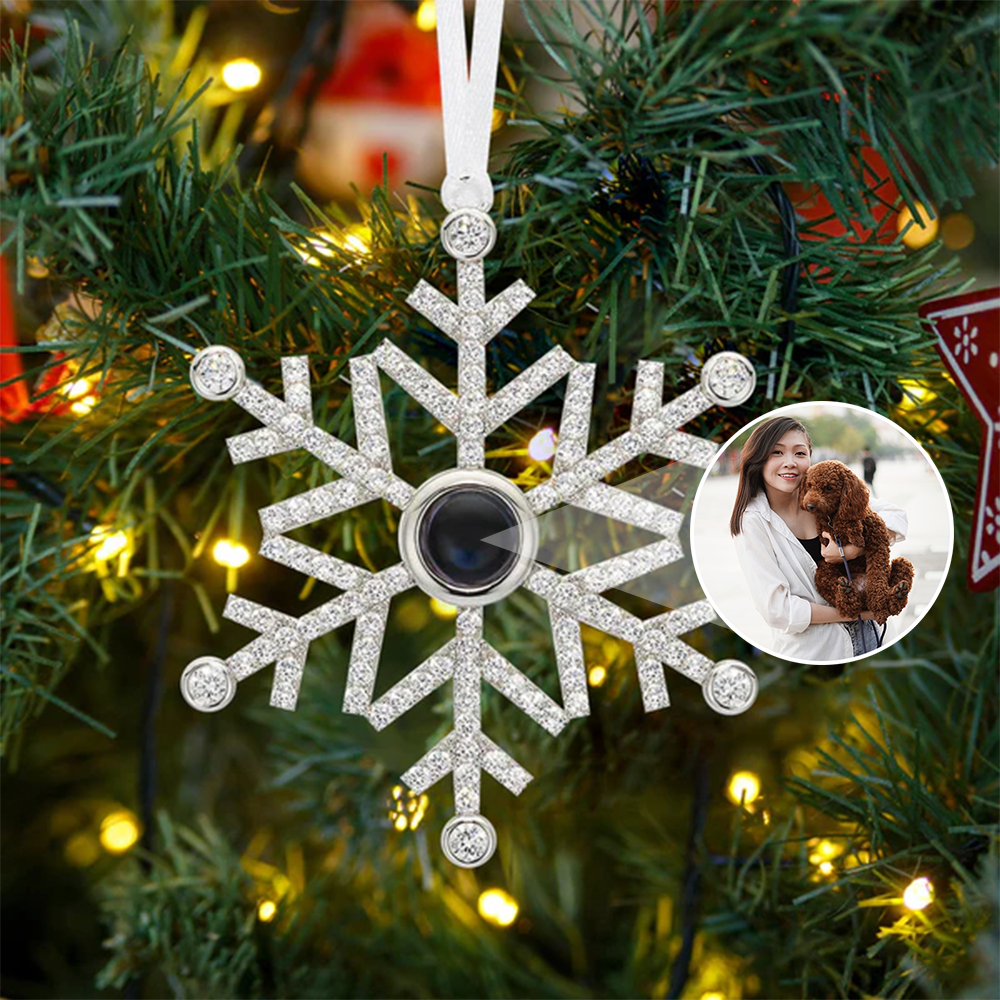 Personlig snøfnugg foto ornament farge